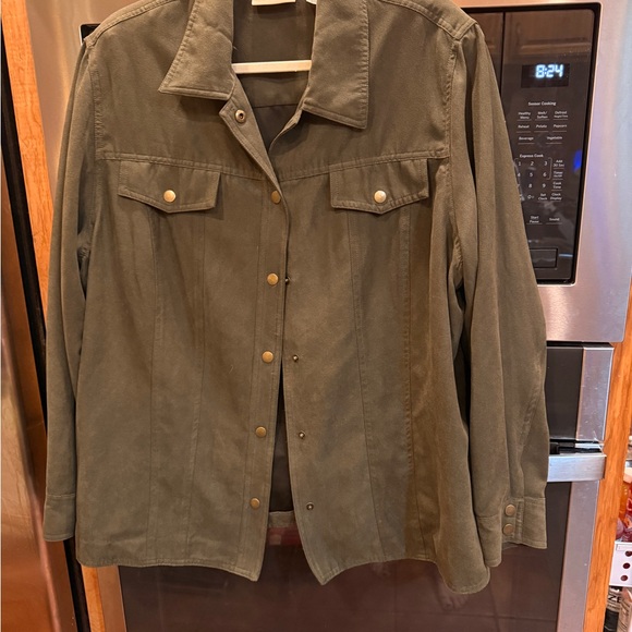 Alfred Dunner Khaki Utility Shacket - Picture 1 of 13